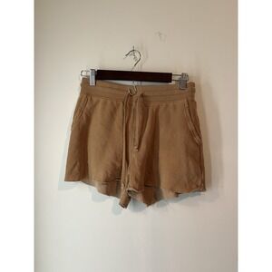 Aerie High Waisted Shorts Lounge Beige Distressed Size XS Relaxed Fit Drawstring